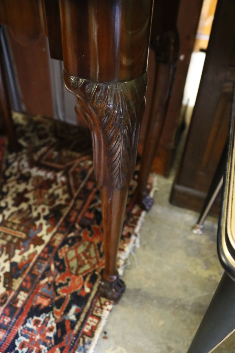 A Georgian style mahogany folding-top card table, width 84cm, depth 40cm, height 74cm